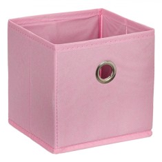 Cutie Depozitare Textilă, Fără Capac, Culoare Roz, Dimensiuni 15x15x15 cm
