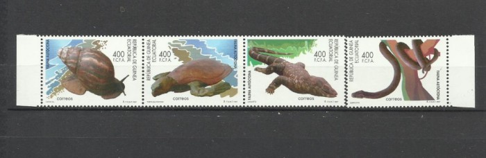 GUINEA ECUATORIALA 1998 FAUNA MELCI SERPI CROCODILI TESTOASE