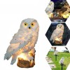 Lampa solara tip bufnita, cu iluminare LED, din ABS, cu senzor de lumina, fixare tip tarus, dimensiuni 9 x 7 x 45 cm, alb