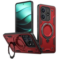 Husa military armour cu inel metalic, ALC MOBILE, compatibila cu Xiaomi Redmi Note 14 4G, Rosu