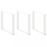 VidaXL Picioare de masă &icirc;n formă de U, 3 buc., alb, 100 x (72-73) cm, oțel