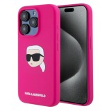 Husa pentru iPhone 15 Pro Max - Karl Lagerfeld Silicone MagSafe (KLHMP15XSKHPPLF) - Fuchsia Karl`s Head