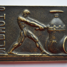 Prespapier vechi din bronz - Art Deco - cu reclama fabrica Phoebus Oradea c.1930