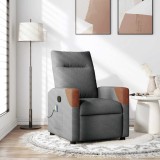 vidaXL Fotoliu de masaj rabatabil, gri &icirc;nchis, material textil