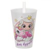 Pahar Plastic cu Pai Unicorn Alb 400ml, 1-3 Ani - Canita Copii, Design Printesa