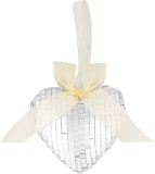 Decoratiune de Craciun in forma de inima argintie MagicHome, 9x9x2,5 cm