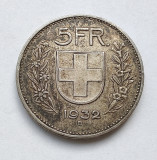 Elvetia - 5 Francs 1932 - Argint, Europa