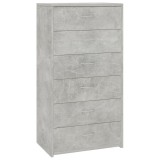 Servantă cu 7 sertare, gri beton, 50 x 34 x 96 cm, PAL