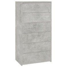 Servanta cu 7 sertare, gri beton, 50 x 34 x 96 cm, PAL foto