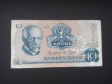 Bancnota Norvegia, 10 coroane, 1976, XF+