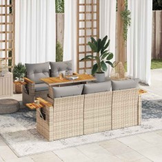 vidaXL Set canapele grădină cu perne 6 piese bej poliratan/lemn acacia 3327552