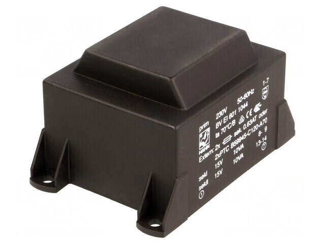 Transformator &icirc;ncapsulat 20VA 230VAC 15V 667mA PCB