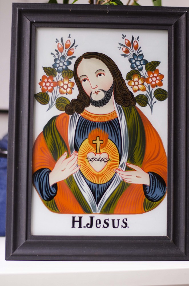 Iisus Hristos Pictura Icoana veche pe sticla Austria | arhiva Okazii.ro