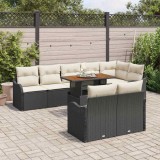 vidaXL Set de canapele pentru grădină 9 pcs Negru Rattan poli 3358210