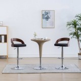 vidaXL Scaune de bar 2 buc. gri &icirc;nchis, material textil &amp; lemn curbat