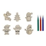 Set Creativ de Craciun Figurine din Lemn cu Magnet &amp; Carioci - 6buc, CMCLASS