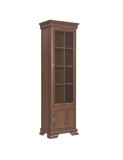 Vitrina living VMW1, 2 usi, 4 polite, Pal melaminat, cu insertii MDF, Nuc