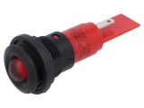 Lampă LED convexă roșie 24VDC 24VAC &Oslash;16mm IP67
