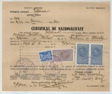 Romania, Primaria comunei, Certificat de nationalitate, Tetchea, 1938