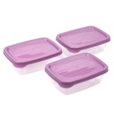 Set 3 Caserole pentru Alimente, model cu capac LILA, 300 ml