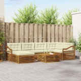 vidaXL Set de canapele de exterior cu pernă 7 pcs Natural și Crem 3373795