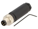 Conector M8 Tată 3 PIN Drept pe Cablu