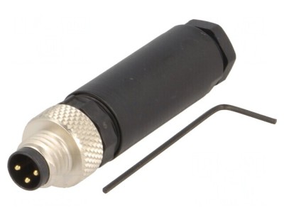 Conector M8 Tată 3 PIN Drept pe Cablu foto