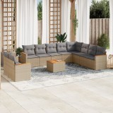 Gossi set canapele de gradina, 11 piese, cu perne, bej, poliratan