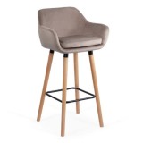 Scaun de bar cu scaun din catifea și cadru din lemn de ABS 1271 bej