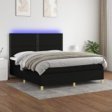 Gossi pat cu arcuri, saltea si led, negru, 180x200 cm, textil
