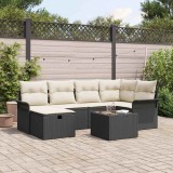 Cumpara ieftin Set de canapele pentru grădină cu pernă 7 pcs Negru Rattan poli