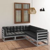 vidaXL Set mobilier de grădină cu perne, 5 piese, lemn masiv de pin 3076546