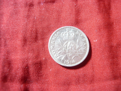 Moneda 50 Bani 1914 Carol I ,argint ,cal.FB foto