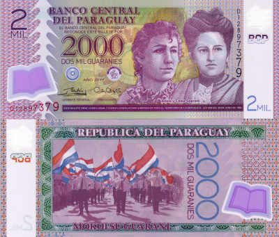 PARAGUAY 2.000 guaranies 2017 polymer UNC!!! foto