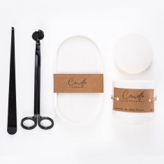 Set lumanare parfumata Gradina Provence, suport lumanare, accesoriu elegant pentru stins lumanarea si foarfeca de taiat fitil lumanare