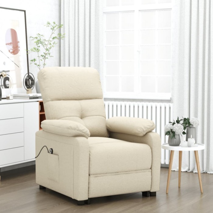 vidaXL Fotoliu rabatabil electric, crem, material textil 3073811