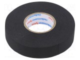 Bandă textilă HELLERMANNTYTON 19mm x 25m cauciuc negru 15% 0,25mm