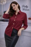 Camasa dama bordo din bumbac cu brose detasabile