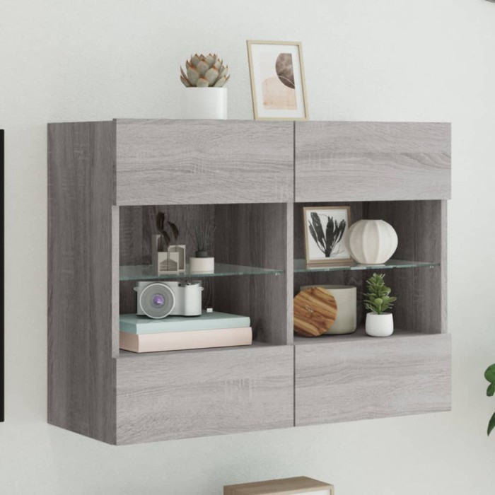 Gossi comoda tv de perete cu lumini led, gri sonoma, 78,5x30x60,5 cm