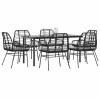 Gossi set de sufragerie de gradina 7 piese neagra sticla polirattan