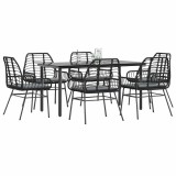 Gossi set de sufragerie de gradina 7 piese neagra sticla polirattan