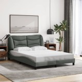 VidaXL Cadru de pat fără saltea, gri &icirc;nchis, 140x190 cm, textil