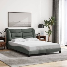 vidaXL Cadru de pat fără saltea, gri &icirc;nchis, 140x190 cm, textil