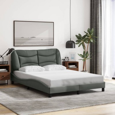 vidaXL Cadru de pat fără saltea, gri &amp;icirc;nchis, 140x190 cm, textil 3207766 foto