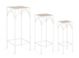 Cumpara ieftin Set 3 suporturi flori otel alb mdf natur Guenda 28x28x70 cm, 23x23x60 cm, 18x18x50 cm