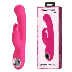 Vibrator Iepuras Lamar, 10 Moduri Vibratii, Ecran LED, Silicon, USB, Roz, 22 cm