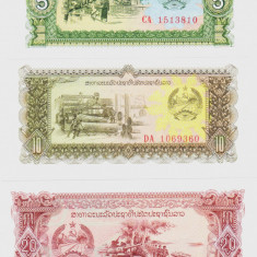 Bancnota Laos 5, 10 si 20 Kip (1979) - P26-28 UNC ( set x3 )