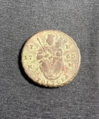 Moneda 1 poltura 1763 Ungaria semn monetărie S