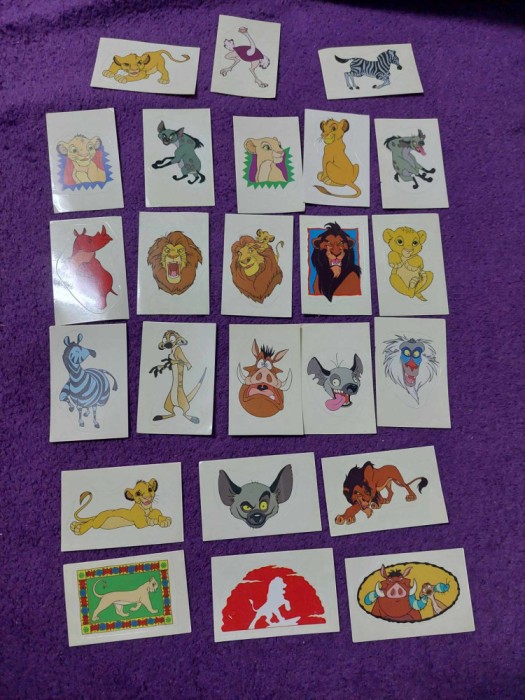 Lot 24 buc.REGELE LEU-DISNEY Colectii autocolante Originale din albumul PANINI