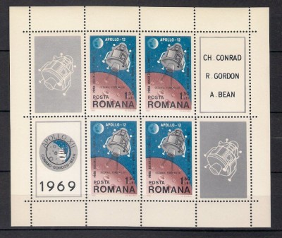 1969 - Apollo 12, bloc neuzat foto